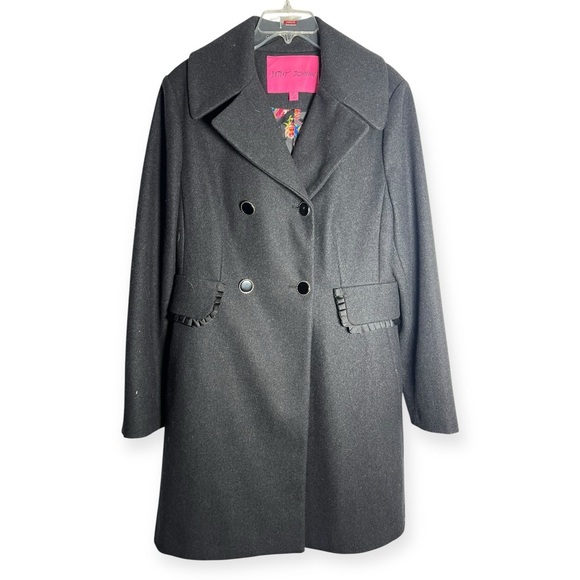 Betsey Johnson Charcoal Double-Breasted Pea Coat - Picture 3 of 8
